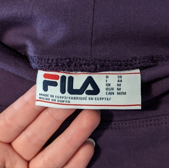 Retro Style Fila Purple EUC Embroidered Logo Stretch Leggings Size Medium - Picture 2 of 5